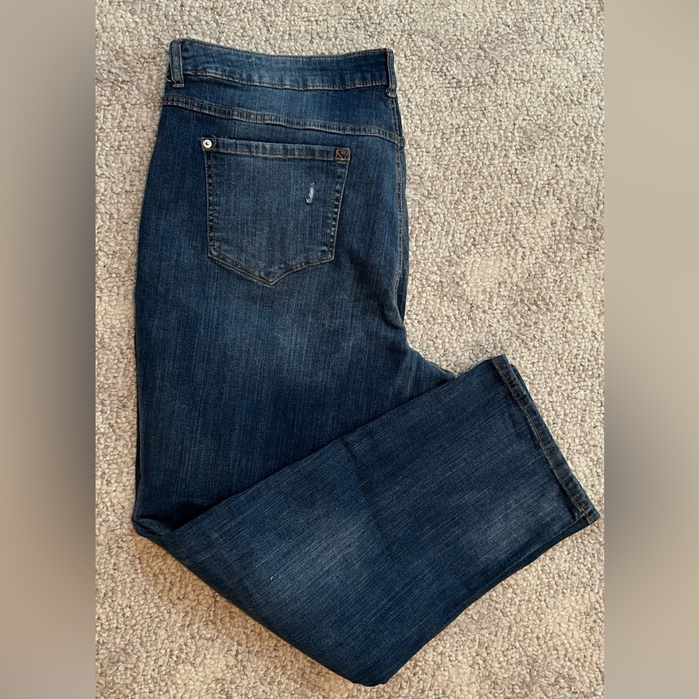 INC DENIM Women’s Straight Distressed Jeans Size 24W